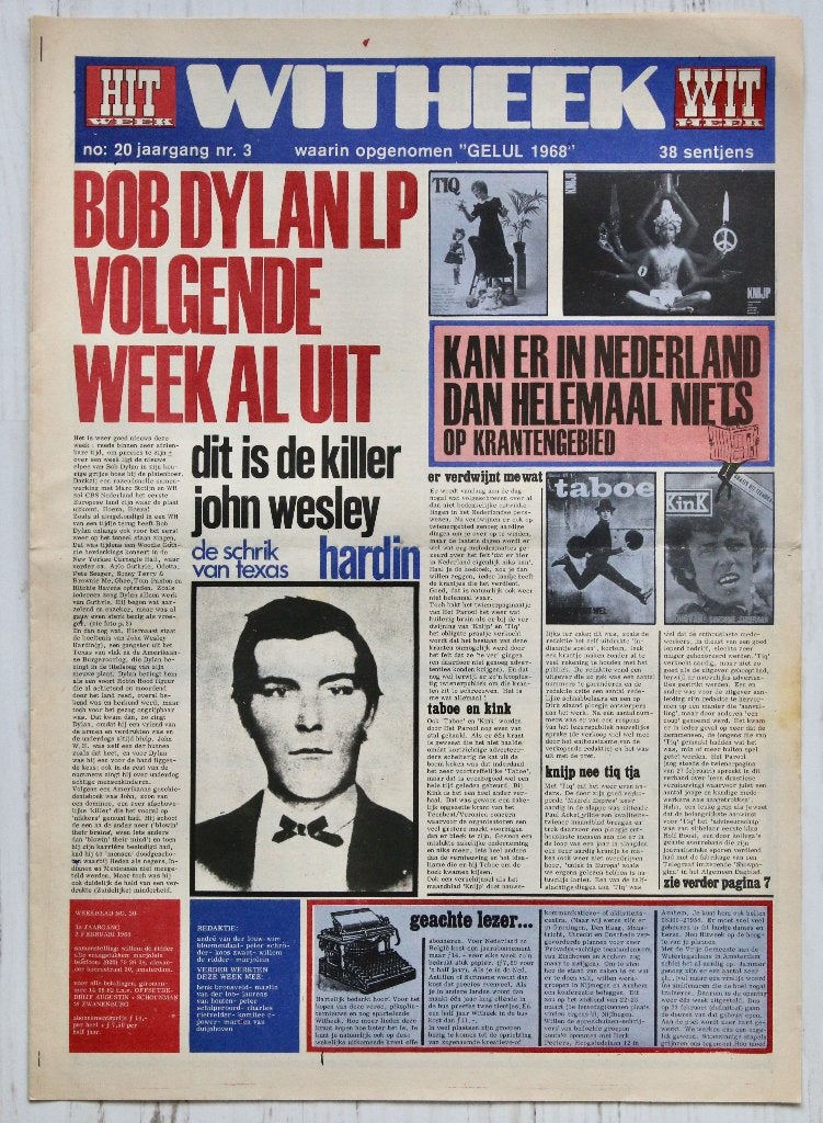 Hitweek nr 20 - 2 februari 1968, Ophalen of Verzenden, Gelezen, Muziek, Film of Tv