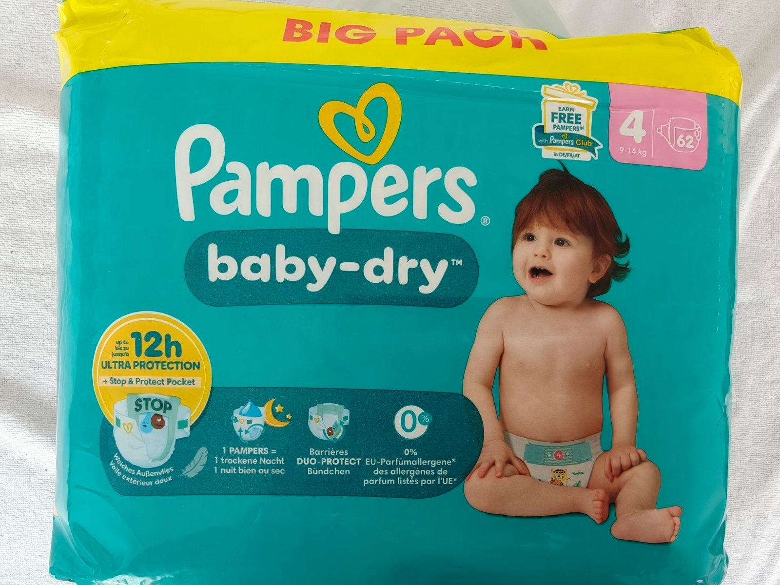 Nieuwe 4 pakken Pampers Baby-Dry Maat 4 (9-14 kg) - Big Pack, Ophalen of Verzenden, Nieuw