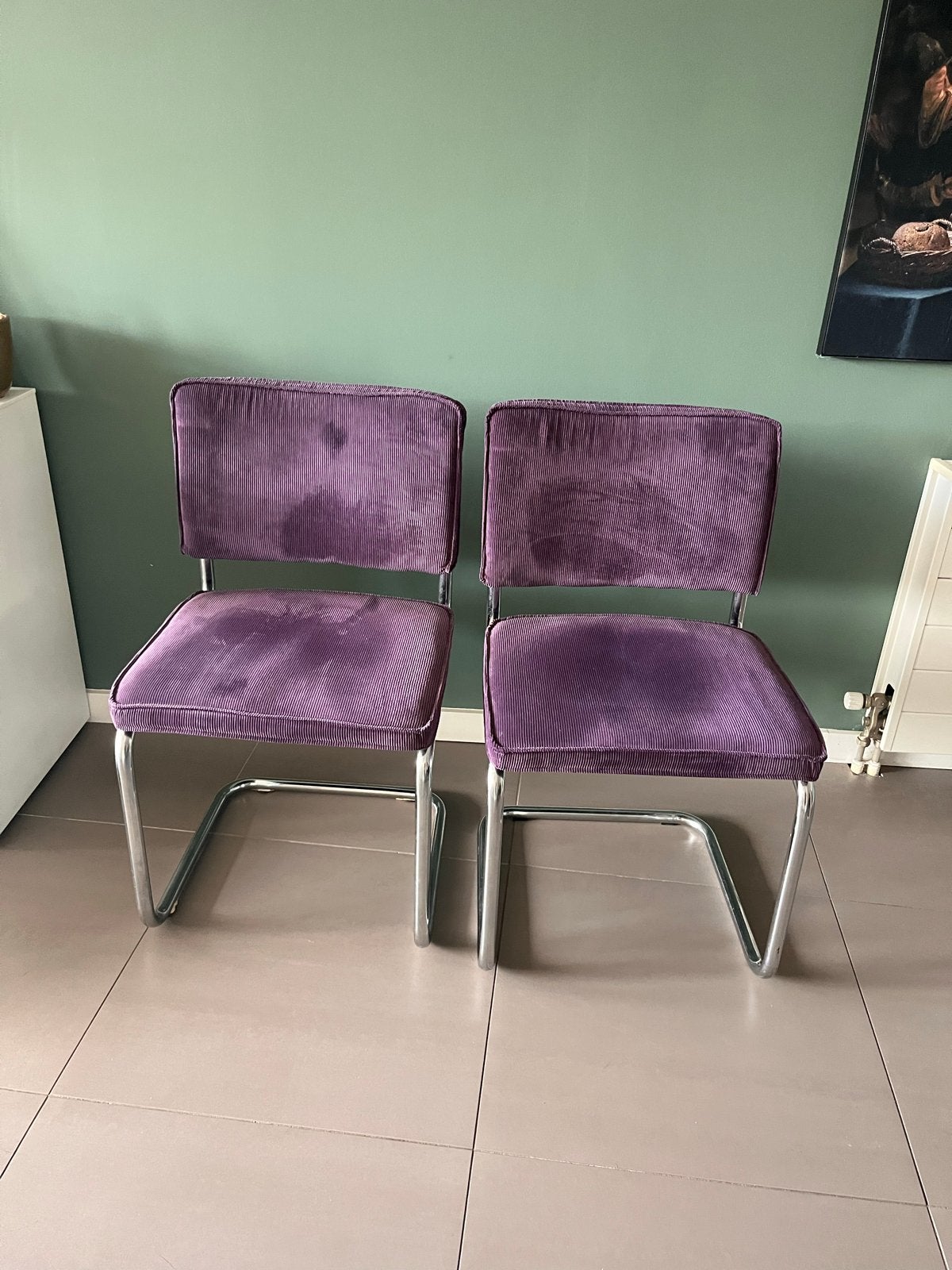 Set van 2 Zuiver ridge rib stoelen met chromen frame, Twee, Overige kleuren, Ophalen of Verzenden, Zo goed als nieuw
