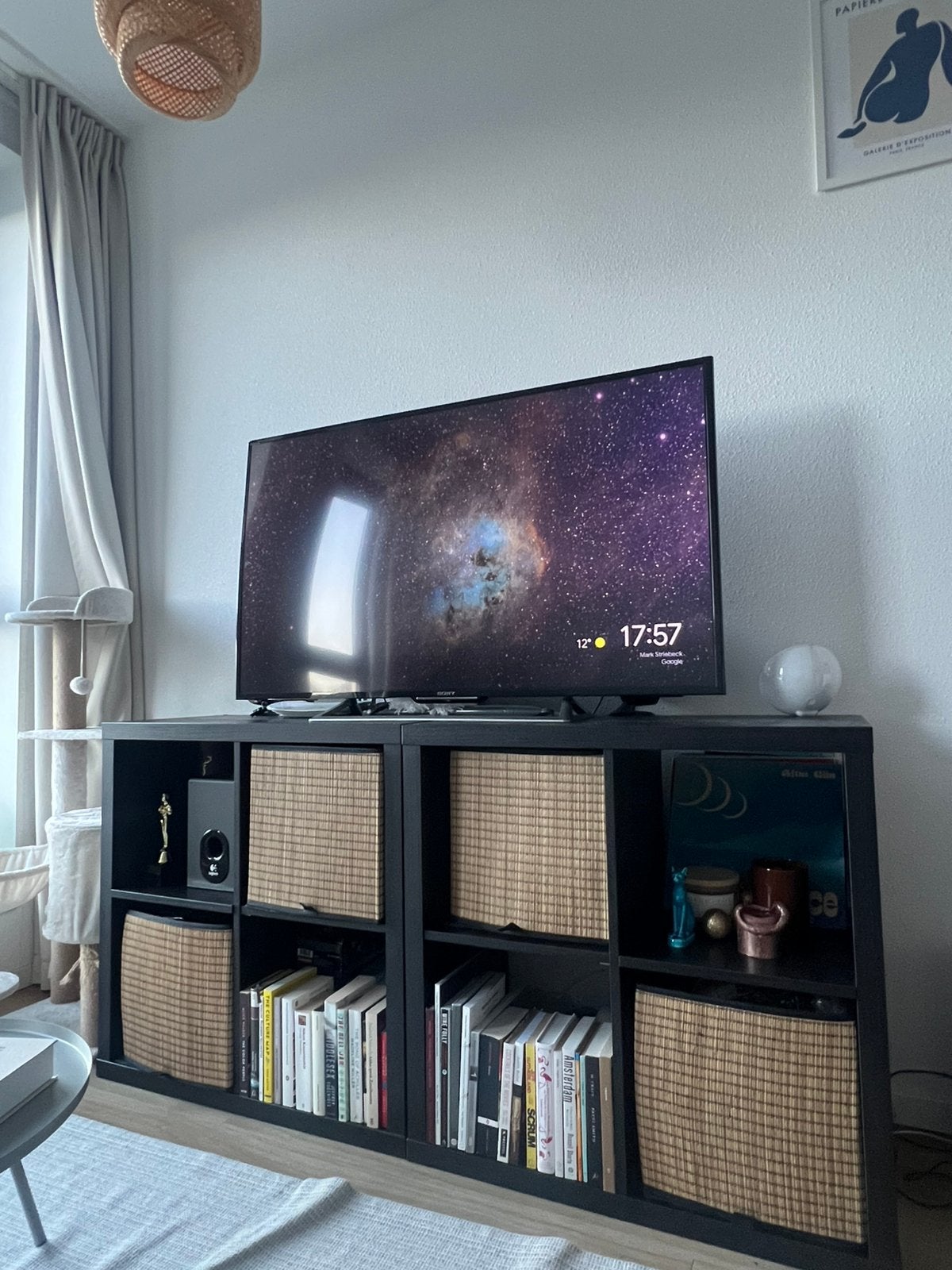 TV-meubel zwart -Zo goed als nieuw + opbergboxen, Huis en Inrichting, Ophalen, Met plank(en), 100 tot 150 cm, Zo goed als nieuw
