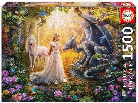 Educa - Draak, Prinses en Eenhoorn - 1500 st. (AANBIEDING), Ophalen of Verzenden, 500 t/m 1500 stukjes, Nieuw, Legpuzzel