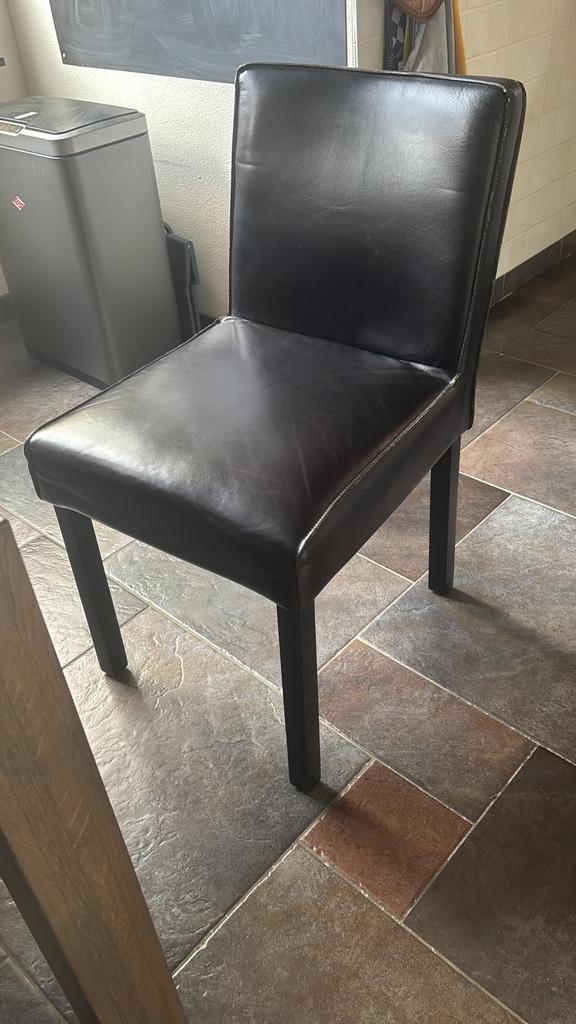 Eetkamerstoelen, Huis en Inrichting, Stoelen, Ophalen, Gebruikt, Zwart, Leer