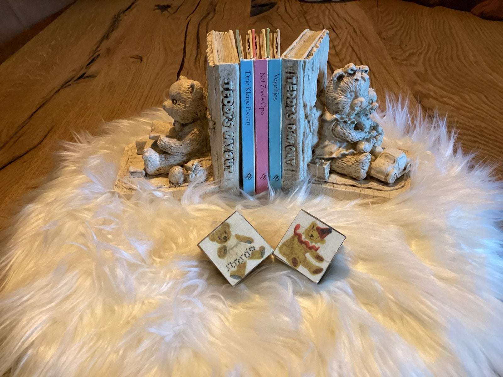 Schattige Teddybeer Boekensteunen - Vintage Stijl, Vintage, Gebruikt, Beige, Ophalen of Verzenden