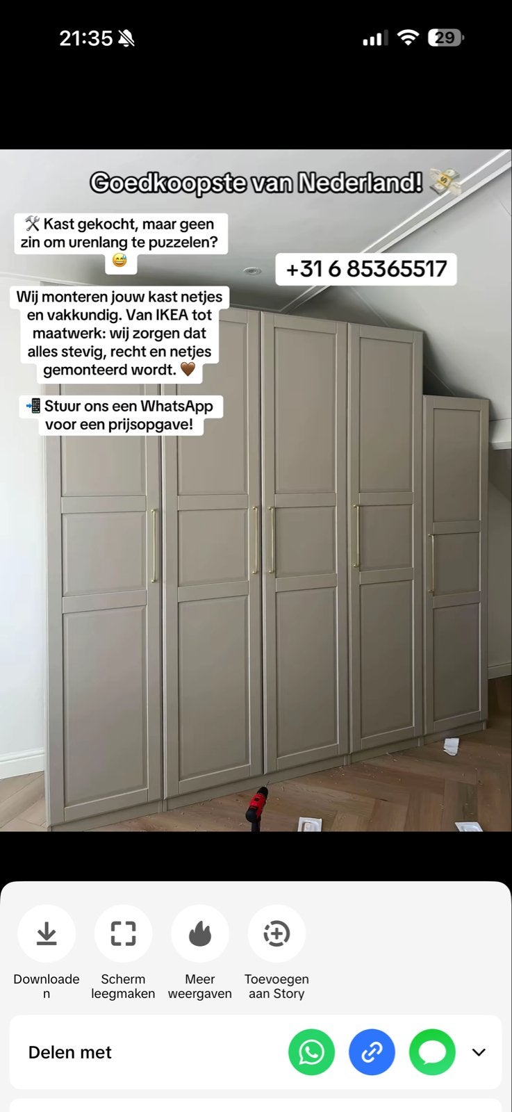 Ikea pax kast montage door heel NL, Antiek en Kunst, Ophalen of Verzenden
