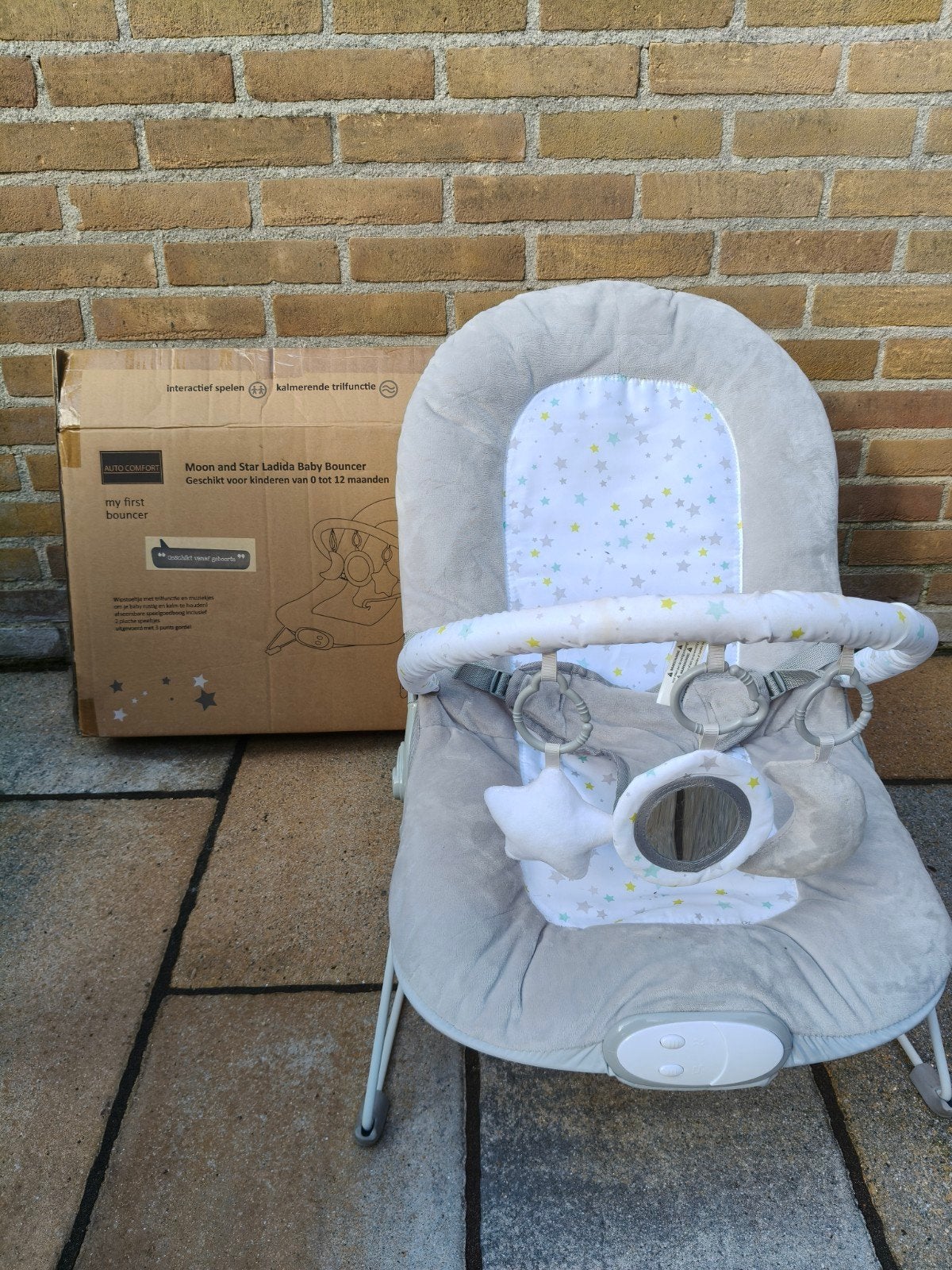 Ladida Baby Bouncer Moon and Star (zo goed als nieuw), Kinderen en Baby's, Wipstoel, Met gordel(s) of riempje(s), Zo goed als nieuw