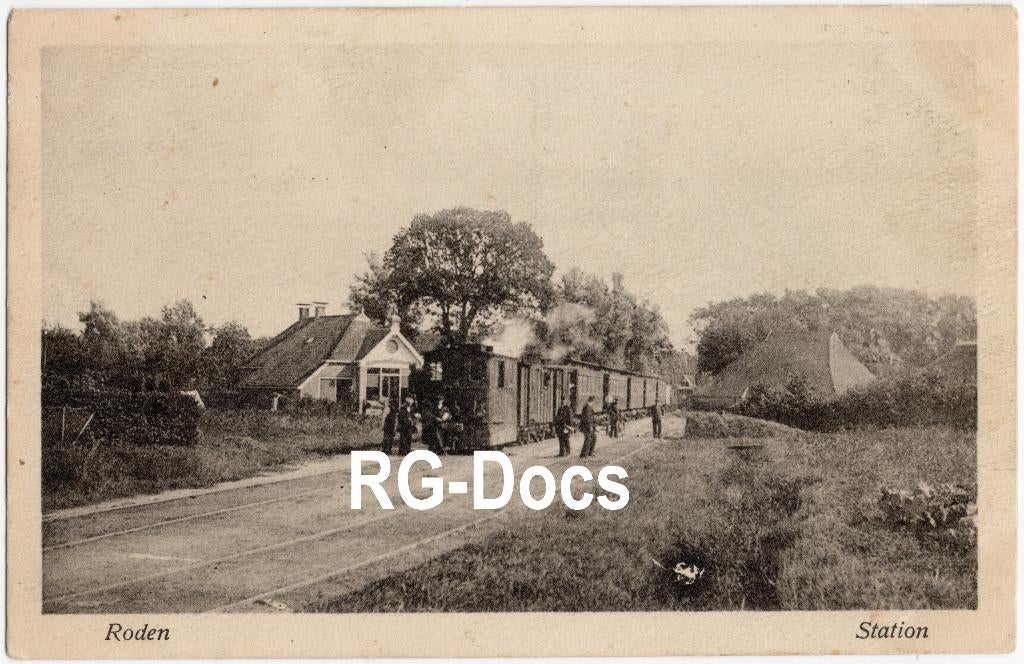 Ansichtkaart - Briefkaart Stoomtramstation Roden - NTM 1918, Ophalen of Verzenden, Voor 1920, Gelopen, Drenthe