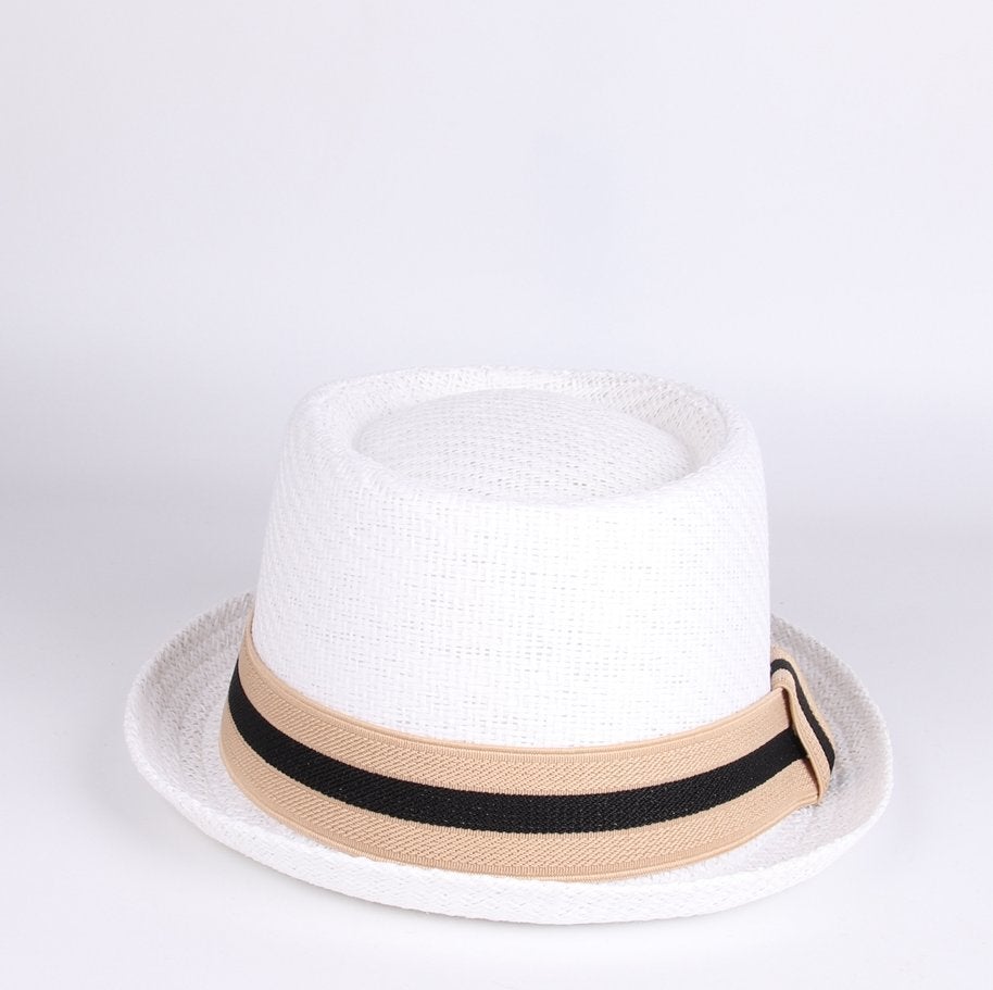 Witte stro pork pie hoed / heren dames zomer strand bowler, Verzenden, Nieuw, Hoed
