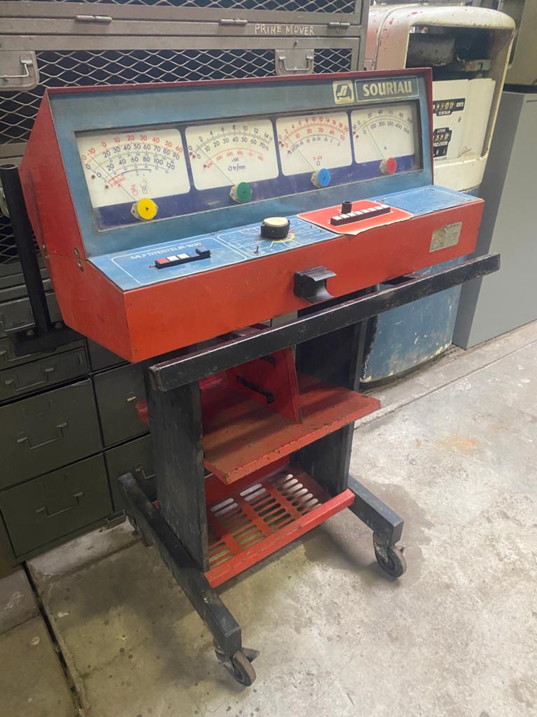 Vintage stoere motor tester, mancave, etalage, industrieel, Ophalen, Reclamebord