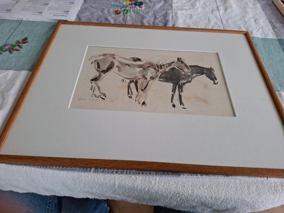 Ingelijste paardenschets - Uniek kunstwerk, Ophalen of Verzenden