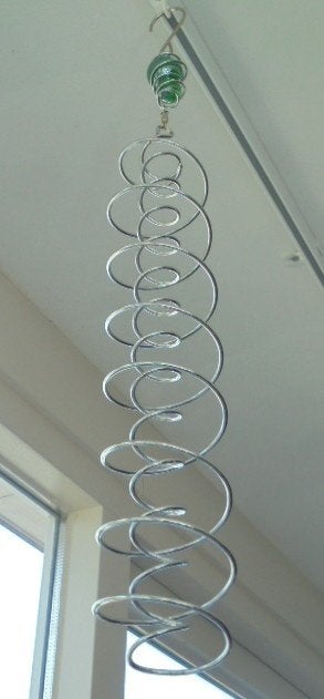 WINDSPIRAAL 47 cm NIEUW “Good energy spiral”, Metaal, Zilver, -, Wandhanger