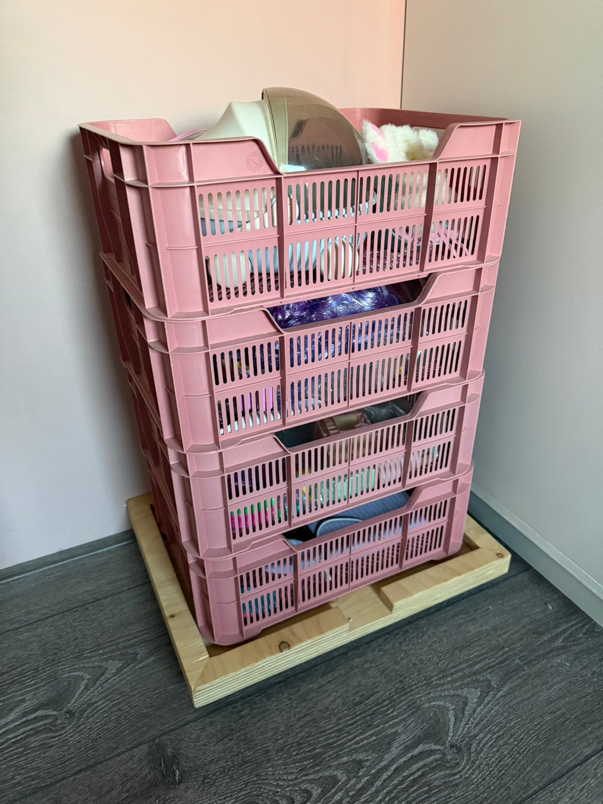 Trolley met opberg kratjes oudroze, Ophalen, Zo goed als nieuw, 50 tot 100 cm, Minder dan 50 cm
