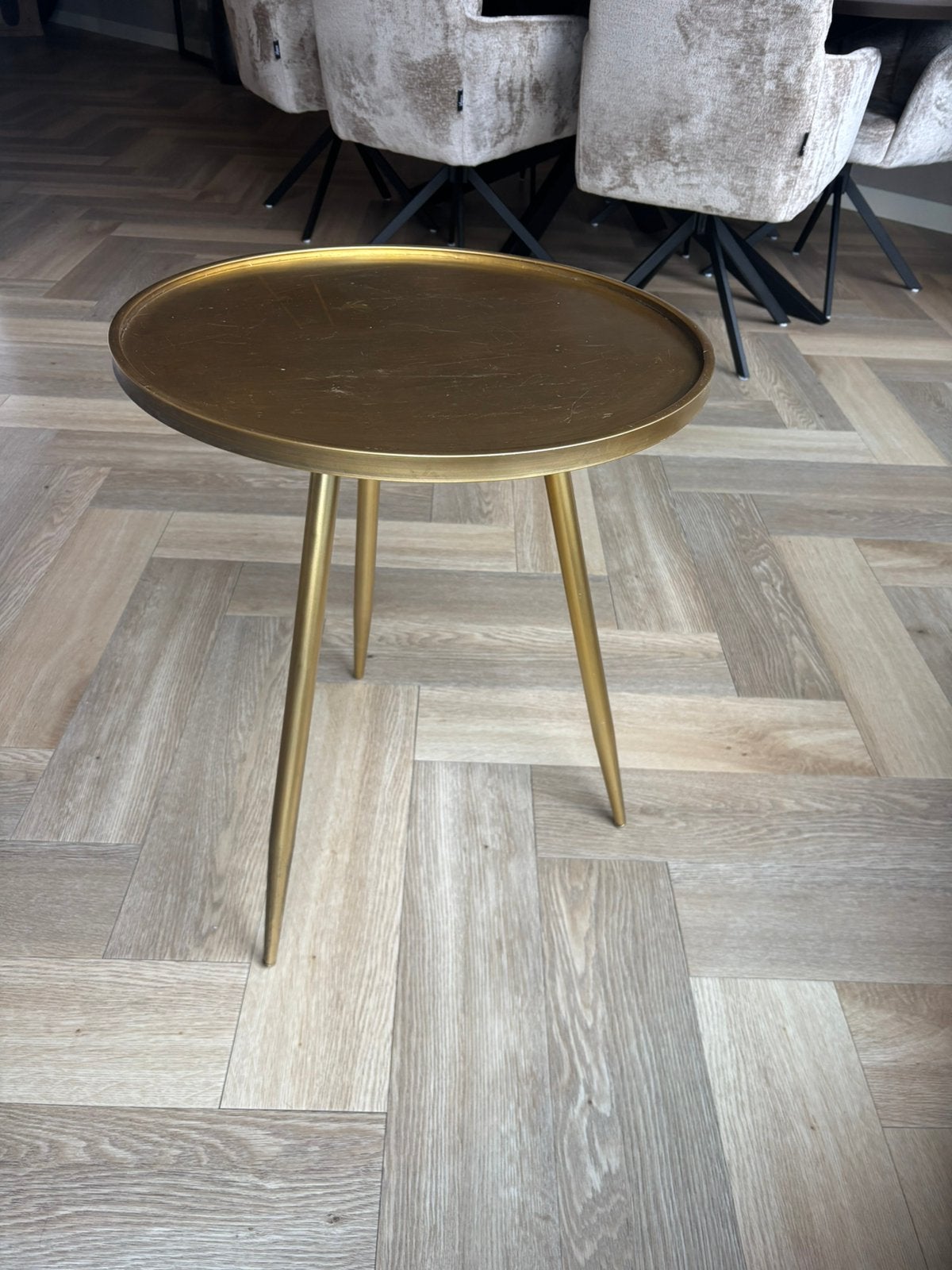Bijzettafel goud, Minder dan 55 cm, Rond, Zo goed als nieuw, Ophalen