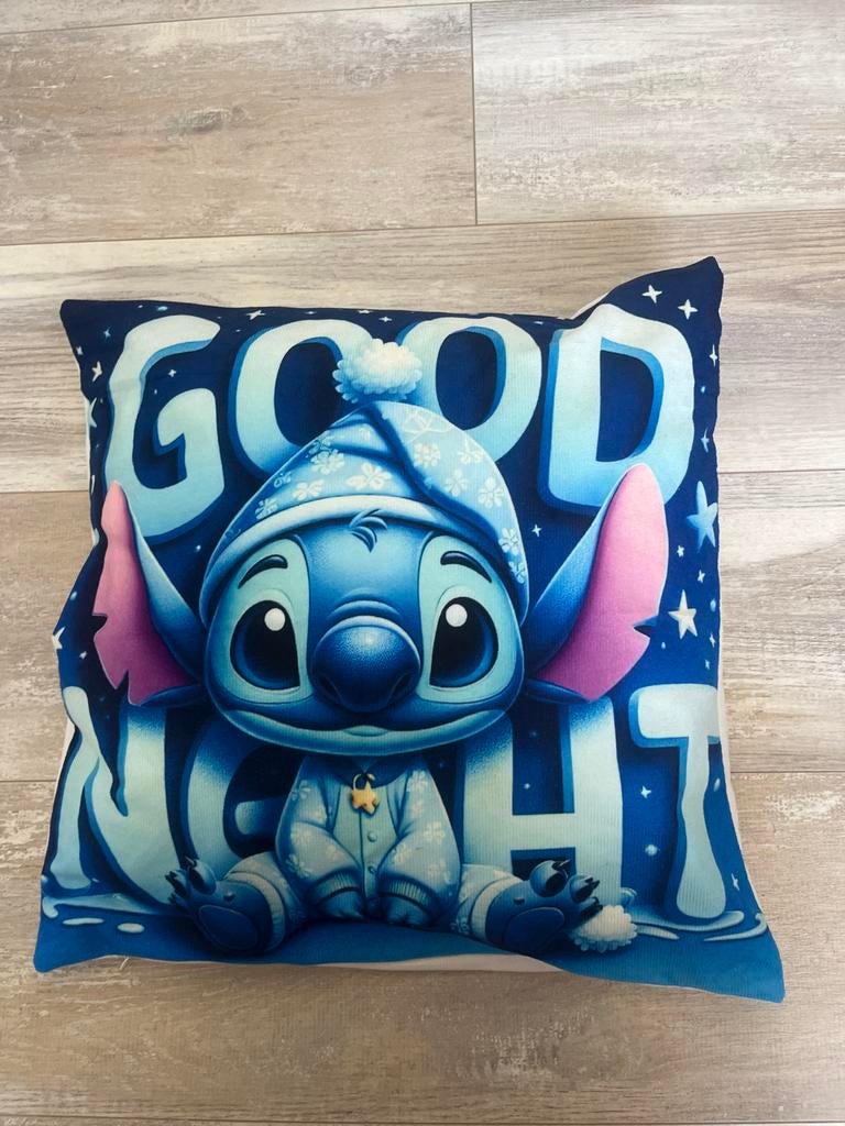 Stitch 'Good Night' Kussen - Disney Lilo & Stitch, Ophalen of Verzenden, Zo goed als nieuw, Blauw, Vierkant