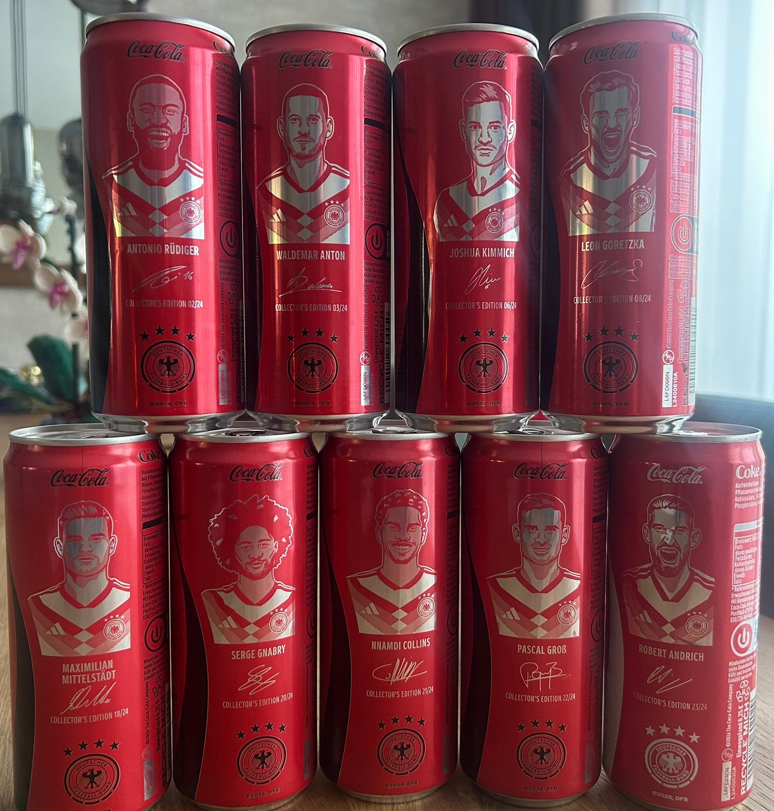 Coca Cola, blik, blikken, spelers Duits Elftal, 9 stuks, Verzamelen, Ophalen of Verzenden, Zo goed als nieuw, Frisdrank