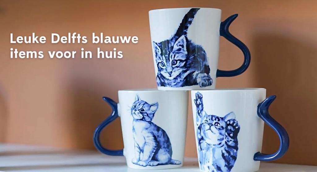 Verschillende mokken van Katten van Heinen Delfts Blauw., Nieuw, Ophalen of Verzenden, Overige stijlen, Kop(pen) en/of Schotel(s)