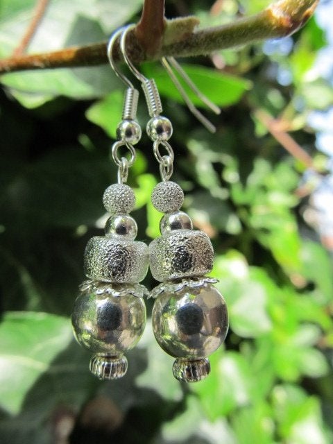 Oorbellen Silver Bling kralen donut-glad-rondel verzilverd, Ophalen, Hangers, Nieuw, Zilver