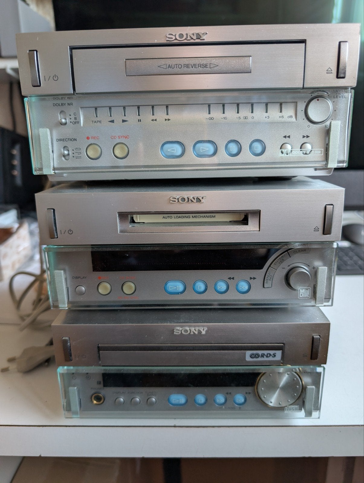 Sony SD1 Hifi Set: CD, Minidisc, Cass + Afstandsbediening, Sony, Losse componenten, Ophalen of Verzenden, Cassettedeck