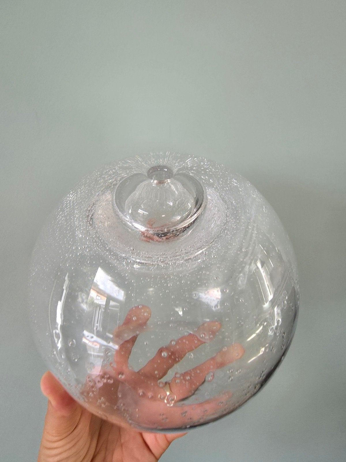 Vintage glazen olielamp/ presse-papier/ vaas, bubbelglas, Antiek en Kunst, Antiek | Glas en Kristal, Ophalen of Verzenden