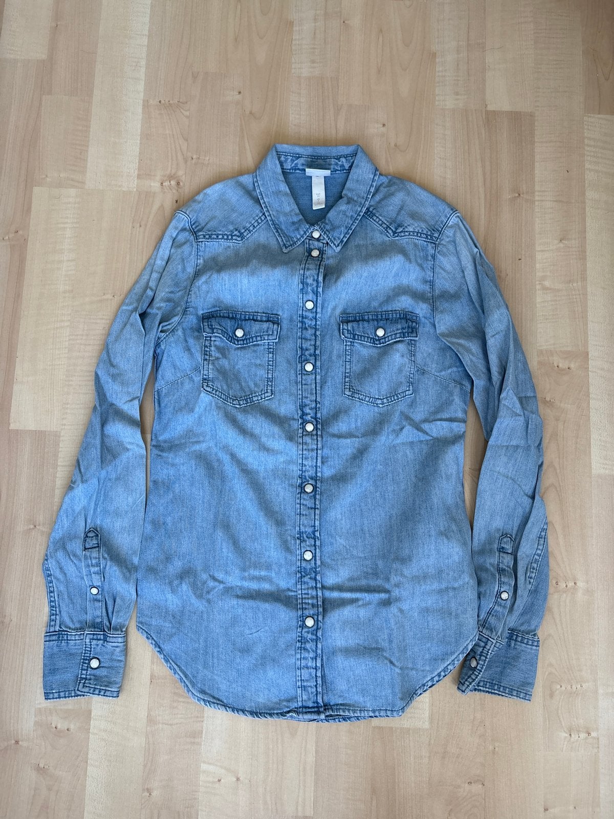 H&M Denim Blouse Maat 34 (XS), Ophalen of Verzenden, Gedragen, Maat 34 (XS) of kleiner, Blauw