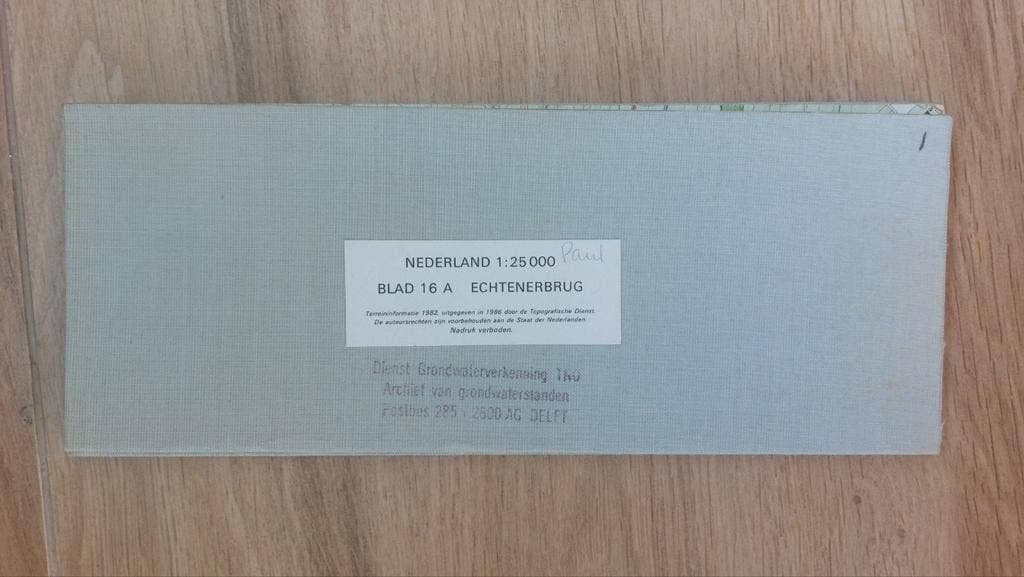 16A Echtenerbrug Tjeukermeer Scherpenzeel stafkaart uit 1986, Topografische Dienst Nederland, Ophalen of Verzenden, 1800 tot 2000