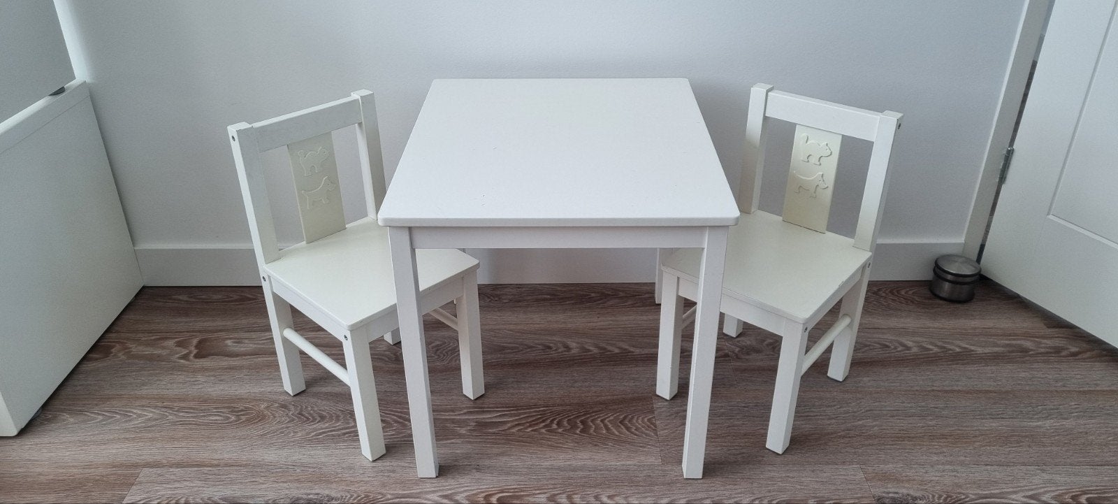 Ikea Kritter houten tafel met stoeltjes wit, Ophalen, Gebruikt, Tafel(s) en Stoel(en)