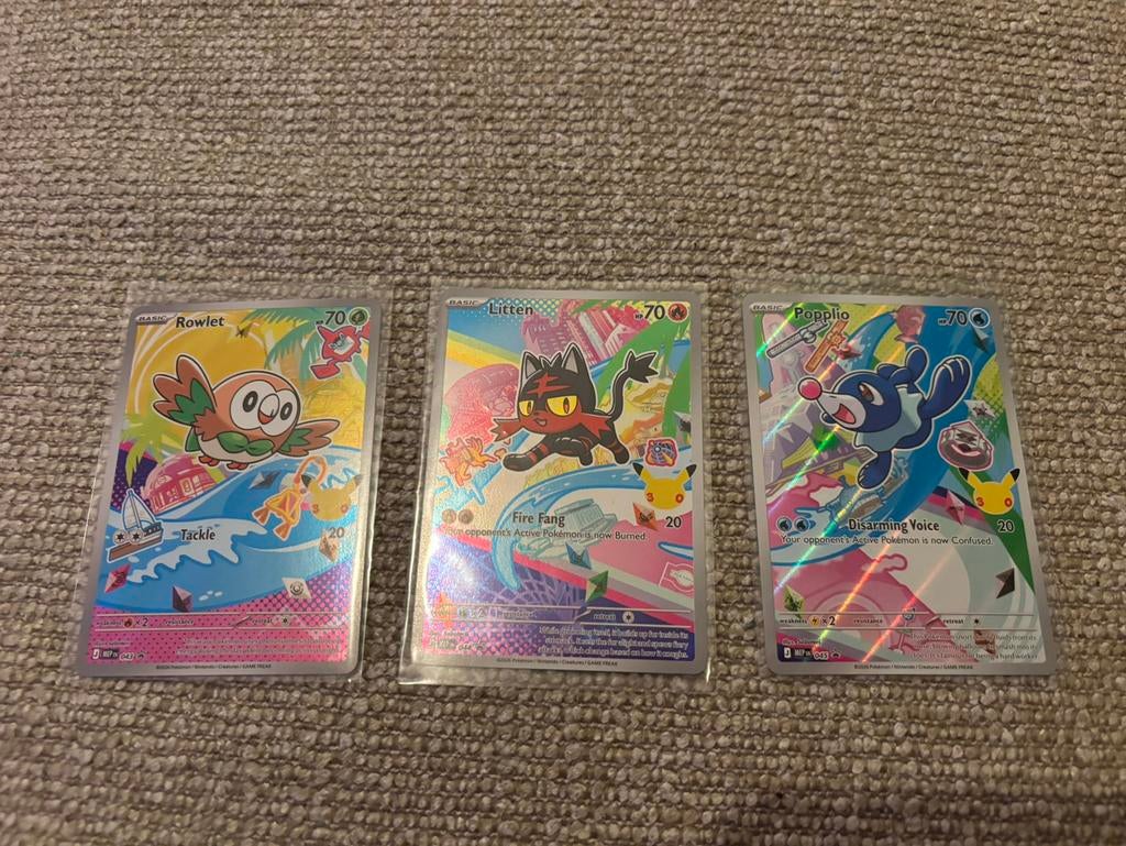 First partner illustration setje rowlet litten popplio, Ophalen of Verzenden, Meerdere kaarten