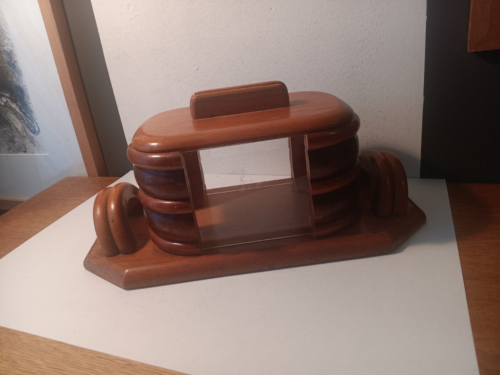Art Deco Opbergtrommel / Koektrommel, Diverse Houtsoorten, Antiek en Kunst, Antiek | Woonaccessoires, Ophalen of Verzenden