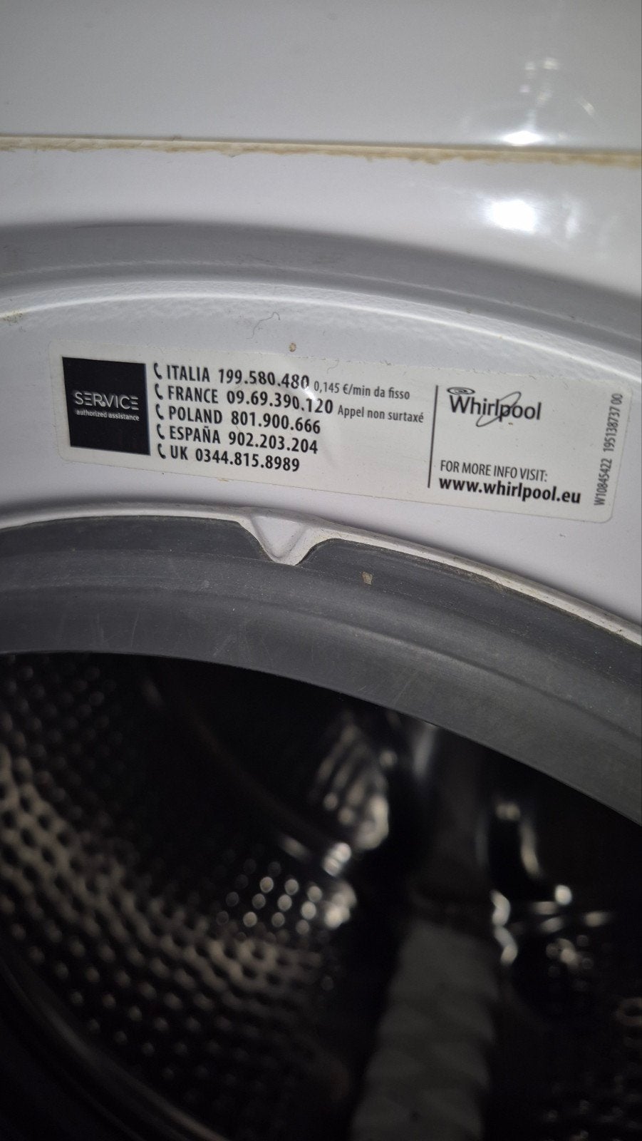 Whirlpool Wasmachine 7kg, Ophalen, Gebruikt, Voorlader, 85 tot 90 cm