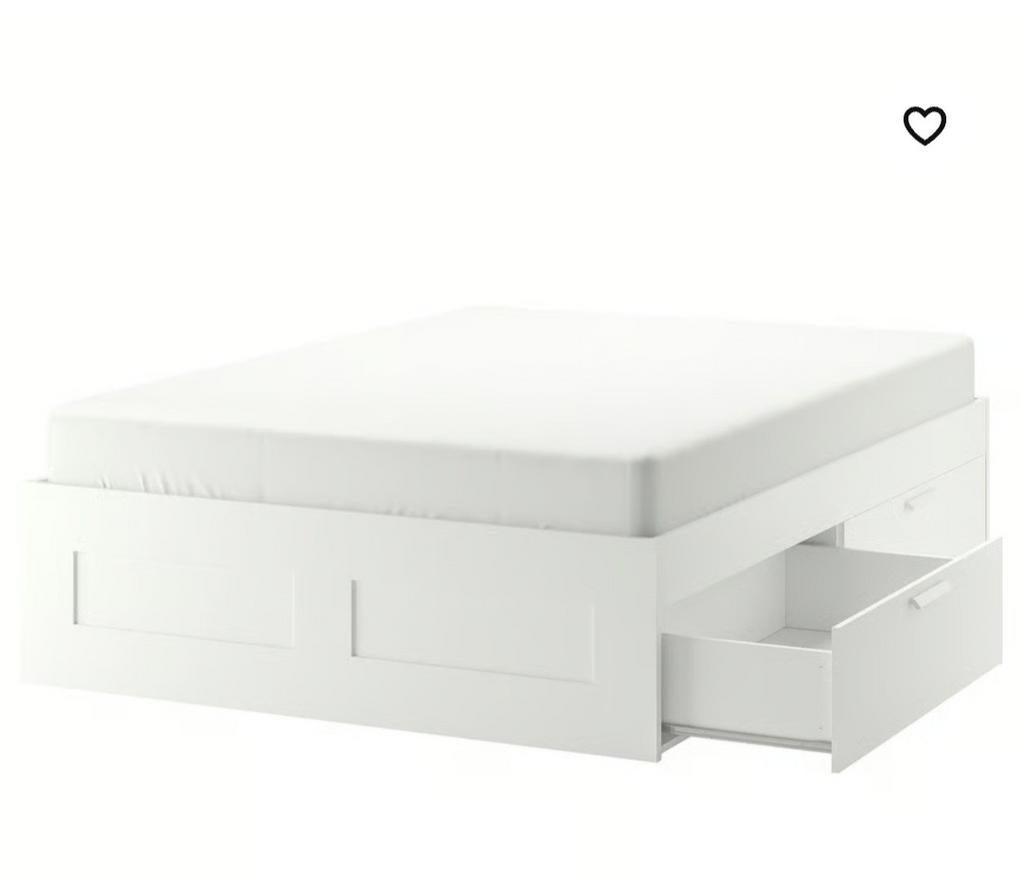 IKEA BRIMNES bed 160x200 met 4 lades en matras, Huis en Inrichting, Slaapkamer | Bedden, Ophalen, Gebruikt, Tweepersoons, 200 cm