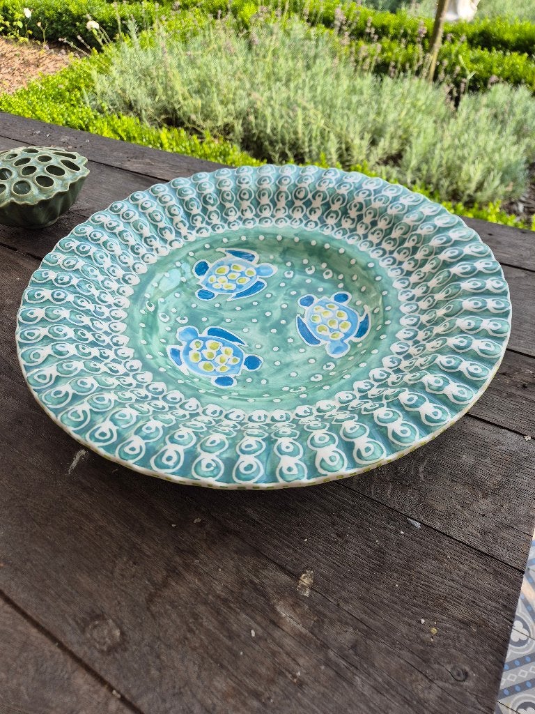 Supergrote vrolijke schaal met schildpadden, 45cm, Ophalen, Schaal, Rond, Zo goed als nieuw