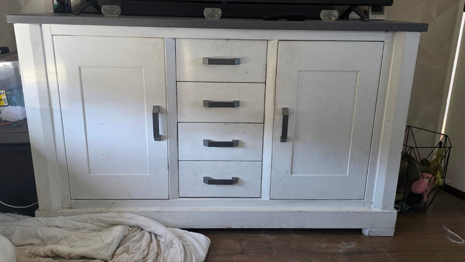 Wit dressoir met lades en deuren, Ophalen, Gebruikt, Modern landelijk, 25 tot 50 cm
