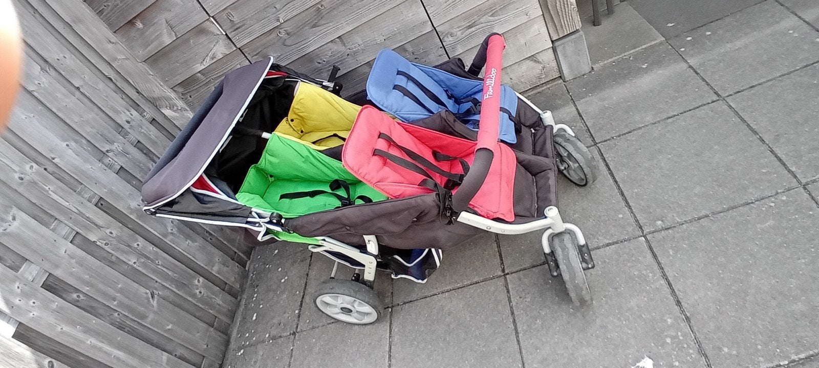 Familidoo meerlingwagen, Gebruikt, Verstelbare duwstang, Combiwagen, Ophalen