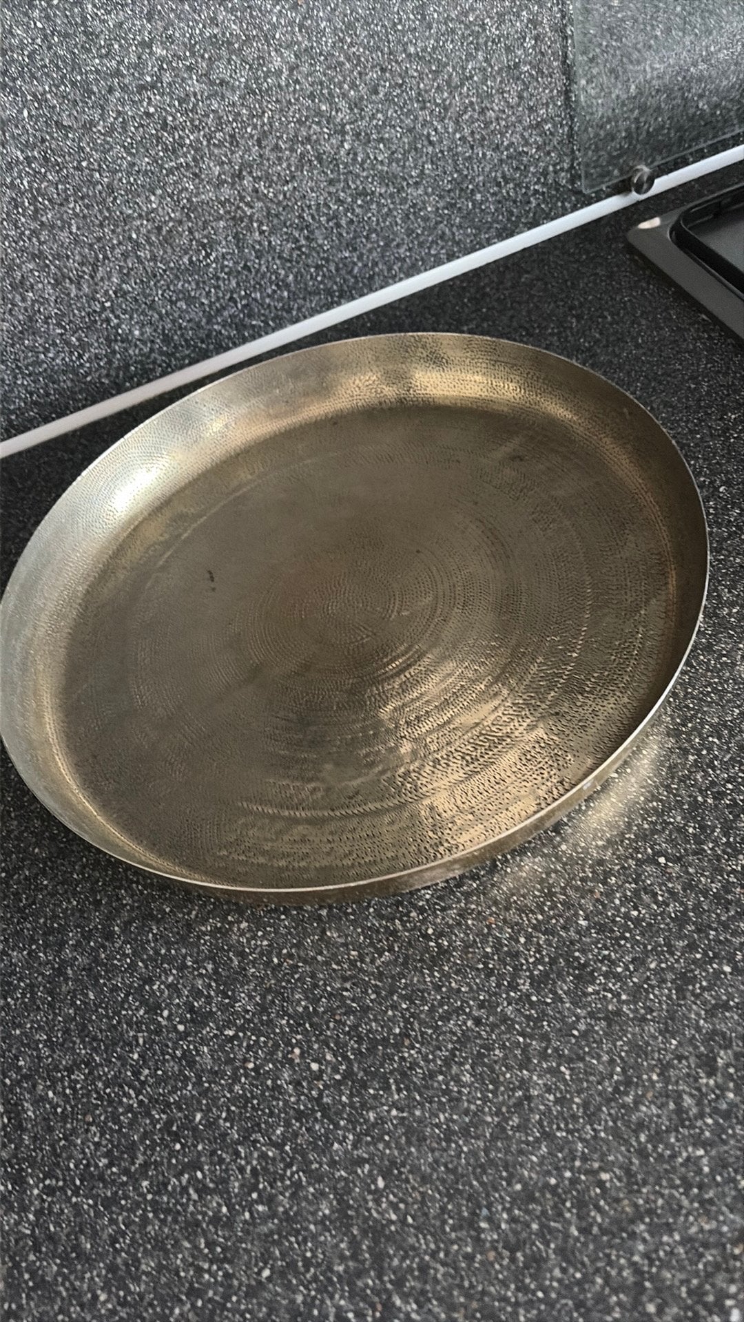 Gouden Plateau, Huis en Inrichting, Woonaccessoires | Dienbladen, Ophalen, Zo goed als nieuw, Rond, Metaal