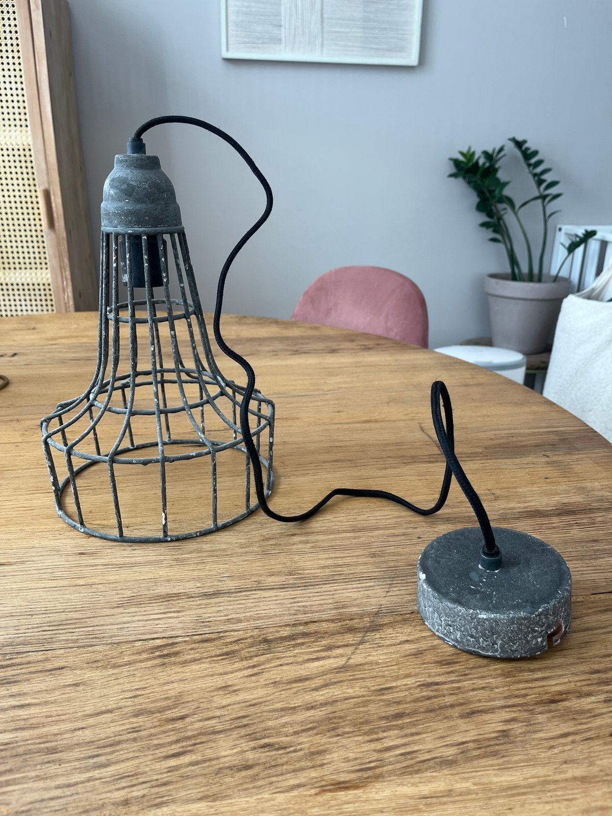 Industriële hanglamp betonlook, Ophalen, Gebruikt, Metaal