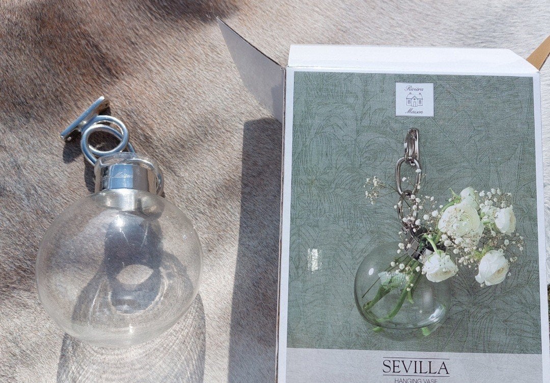Riviera Maison Sevilla Hanging Vase - Nieuw in doos, Transparant, Nieuw, Ophalen of Verzenden, Glas