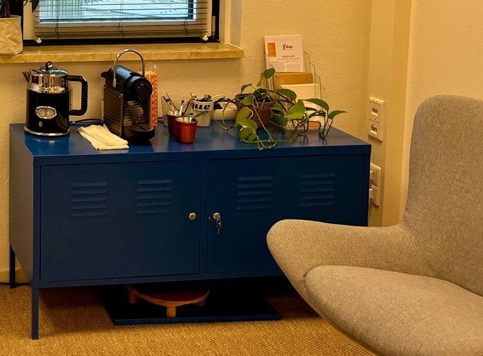 IKEA PS Kast, blauw staal, 119x63 cm x40, Ophalen, Gebruikt