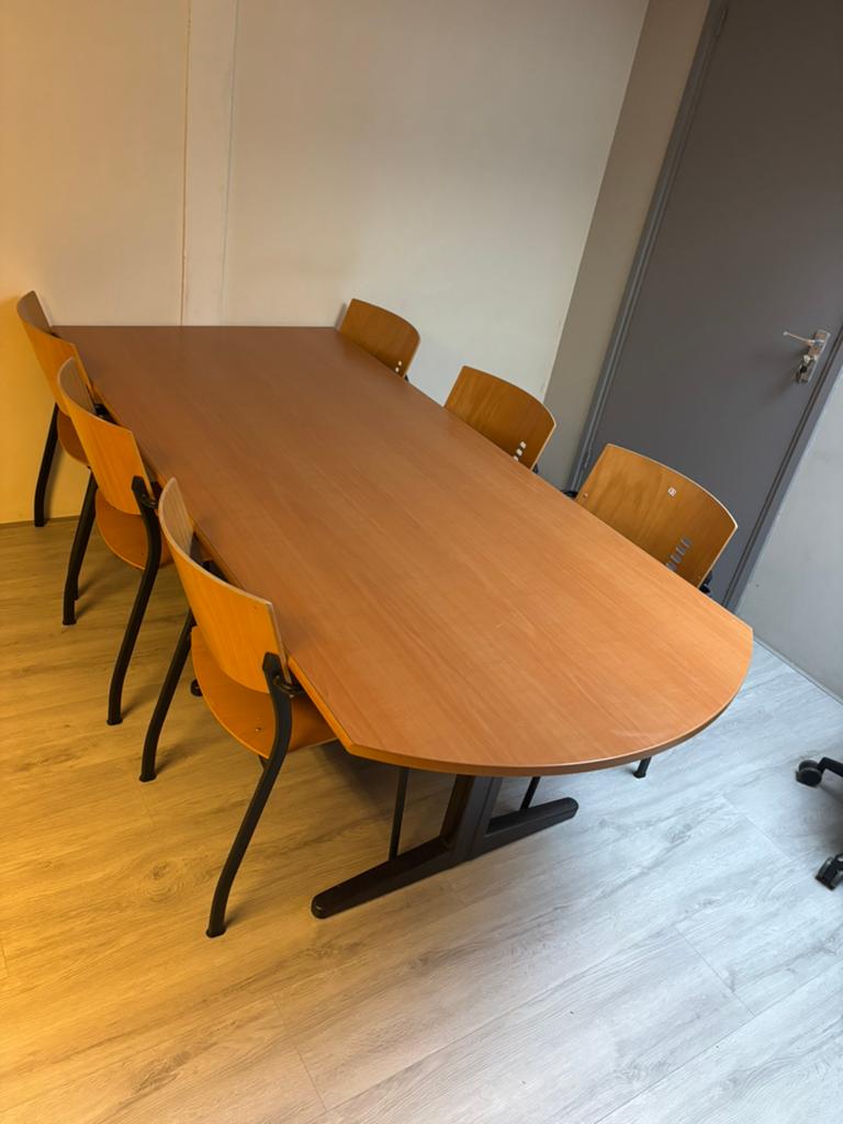 Tafel met 6 stoelen, Huis en Inrichting, Tafels | Eettafels, Ophalen, 200 cm of meer, 50 tot 100 cm, Zo goed als nieuw