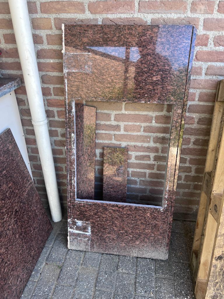 Granieten tegels/werkblad - Roodbruin gespikkeld, Ophalen, Gebruikt, Gas