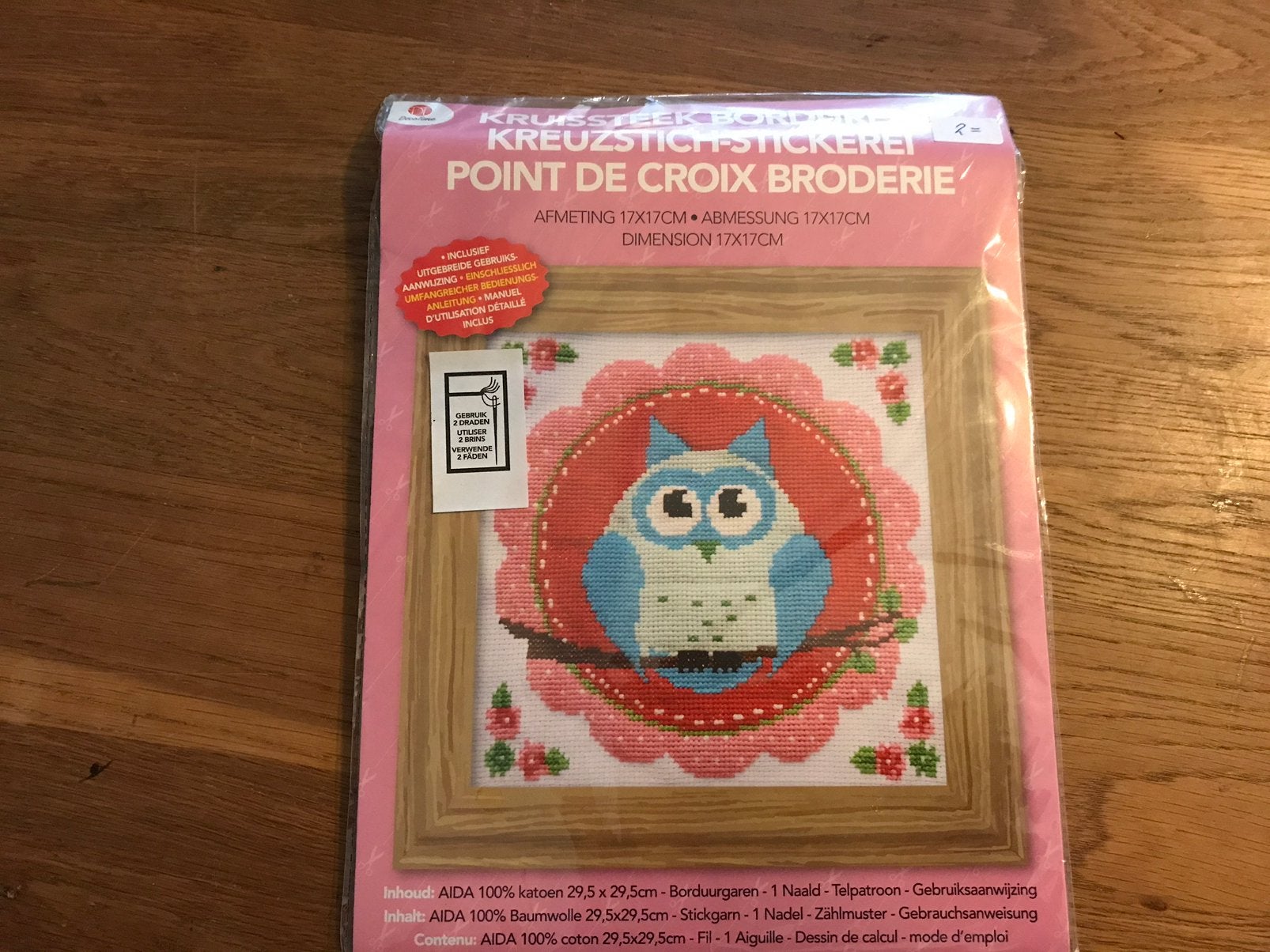 Borduurpakket uil , kruissteek, Ophalen of Verzenden, Zo goed als nieuw, Borduurpakket