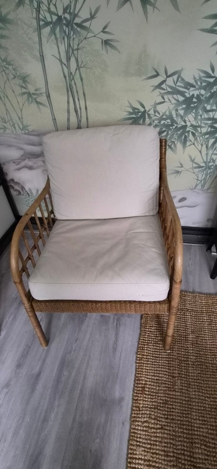 bamboe met riet 2 stoelen, Ophalen, Aziatisch, Twee, Bruin