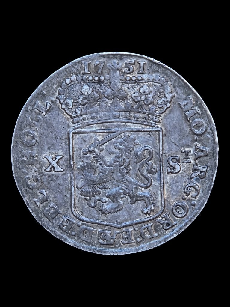 X stuiver 1751 Holland, Vóór koninkrijk, Zilver, Losse munt, Overige waardes