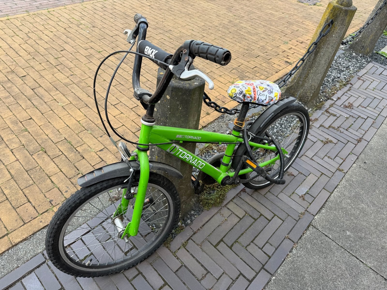 Groene Tornado BMX-fiets, Fietsen en Brommers, Fietsen | Crossfietsen en BMX, Ophalen, Gebruikt, Staal, Velgrem