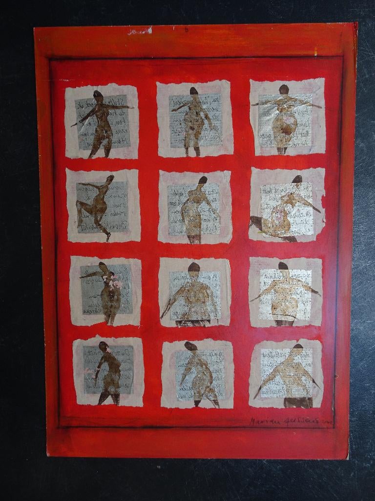 Schilderij Twaalf vrouwen houdingen, Marian Tersleus, Verzenden