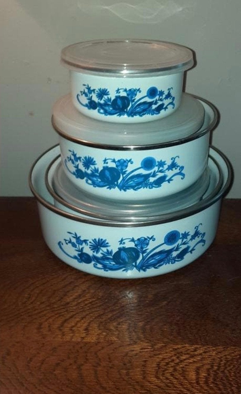 Vintage emaille set opbergblikken., Antiek en Kunst, Ophalen of Verzenden