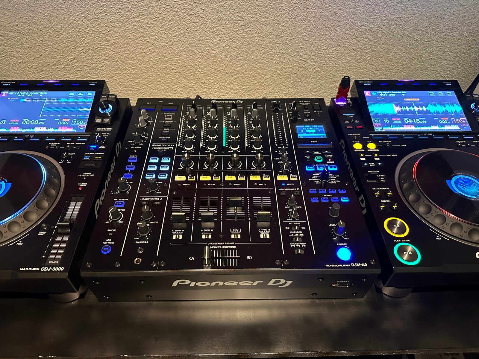 Pioneer DJ Set: CDJ-3000 (2x) & DJM-A9 Mixer incl decksavers, Muziek en Instrumenten, Dj-sets en Draaitafels, Ophalen, Zo goed als nieuw