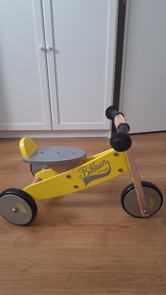 Janod Bikloon Houten Loopfiets Geel, Ophalen, Gebruikt, Loopfiets