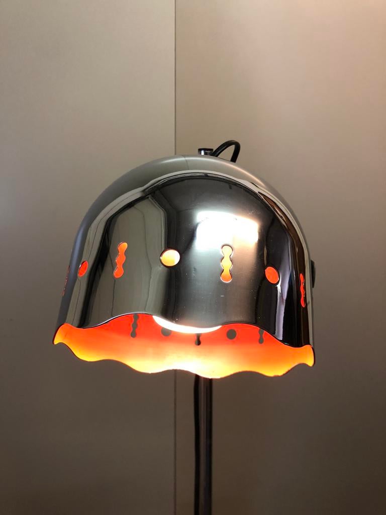Vintage verchroomde metalen vloerlamp italiaans jaren 70, Huis en Inrichting, Lampen | Vloerlampen, Gebruikt, Ophalen