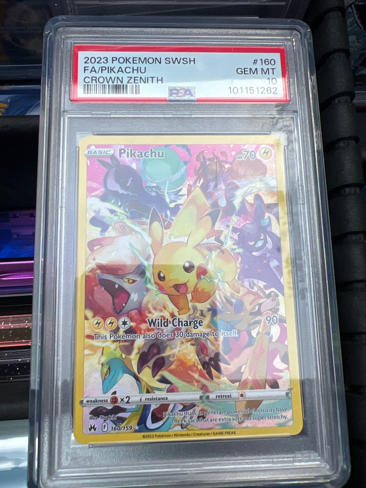PSA 10 Pikachu VMAX Crown Zenith #160 Pokémon Kaart, Ophalen of Verzenden, Zo goed als nieuw, Losse kaart