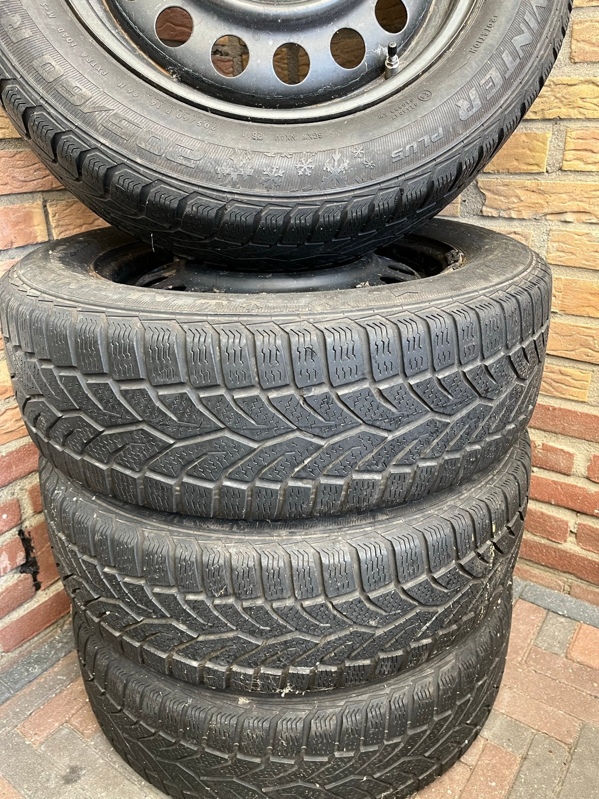 Winterbanden met stalen velgen - 16 inch, Ophalen, Gebruikt, 16 inch, Banden en Velgen