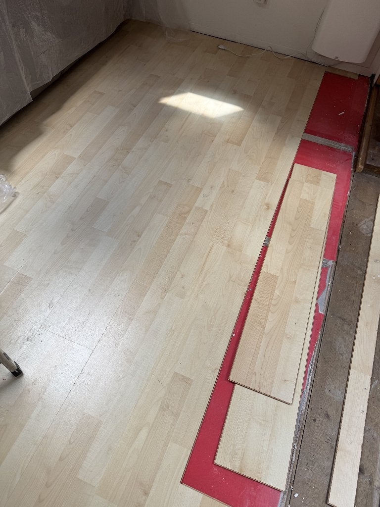 PVC vloer (of laminaat ?) klik + ondervloer, Ophalen, Kunststof, Gebruikt, 50 tot 150 cm